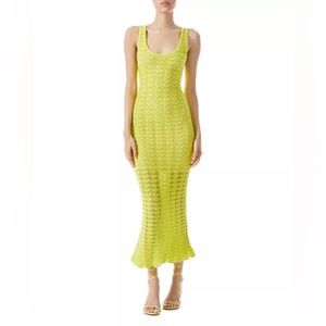 Alice & Olivia Crochet Lemon Yellow Midi Dress 🍋💛